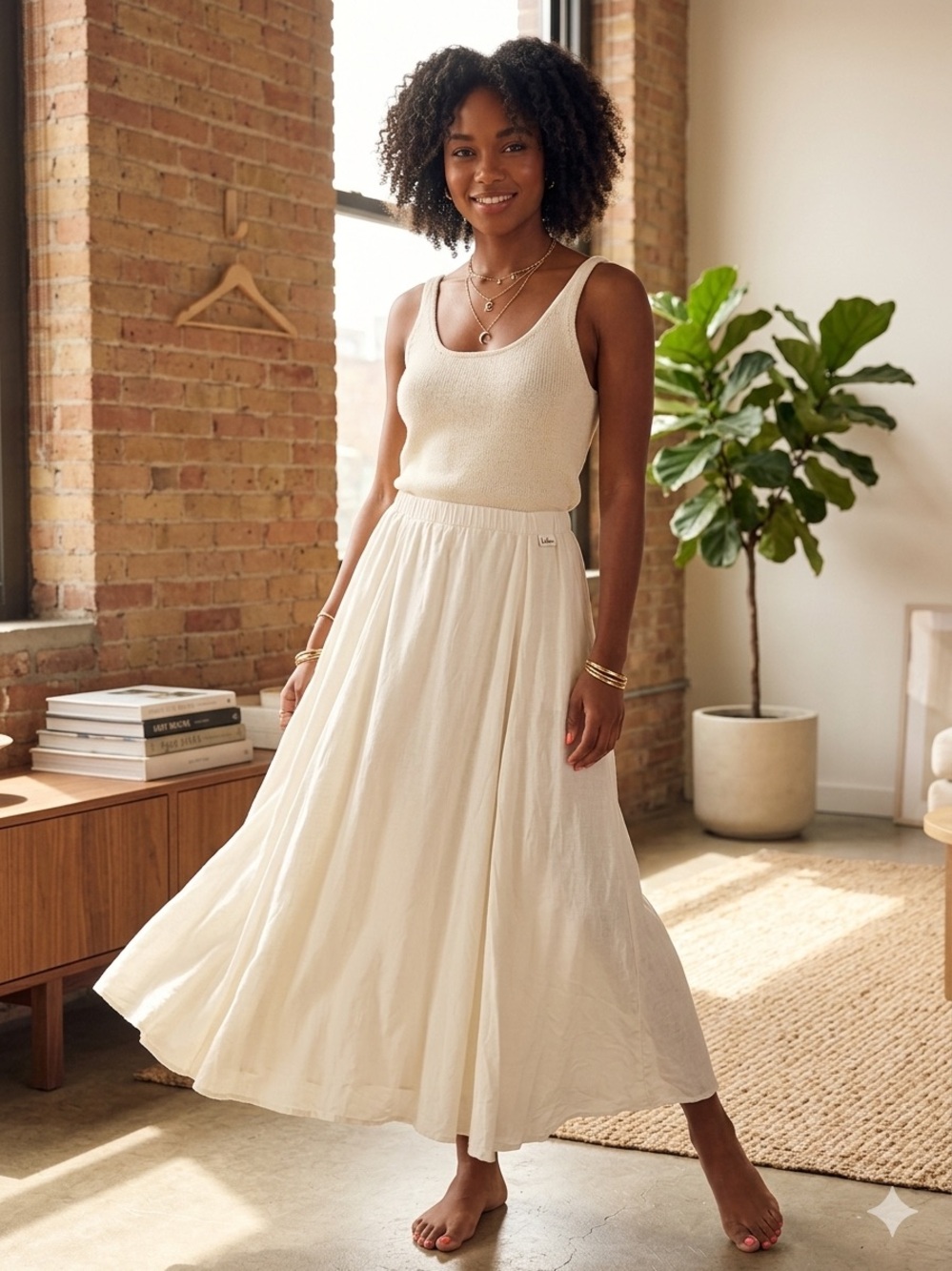 Lulus White Maxi Skirt Boho fully lined